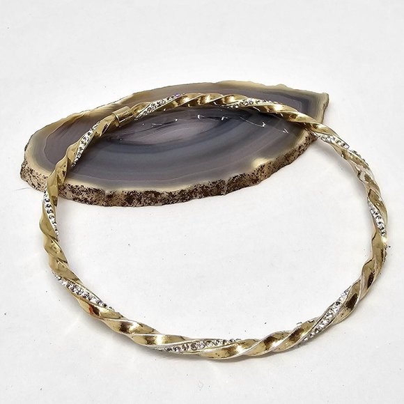 Mom Jordan 925 Vermeil Gold Over Sterling Silver Crystal Pave Bangle Bracelet - Picture 1 of 15